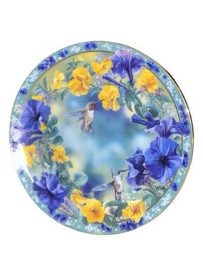 The Bradford Exchange Blue & Yellow Hummingbird Floral Decorative Plate